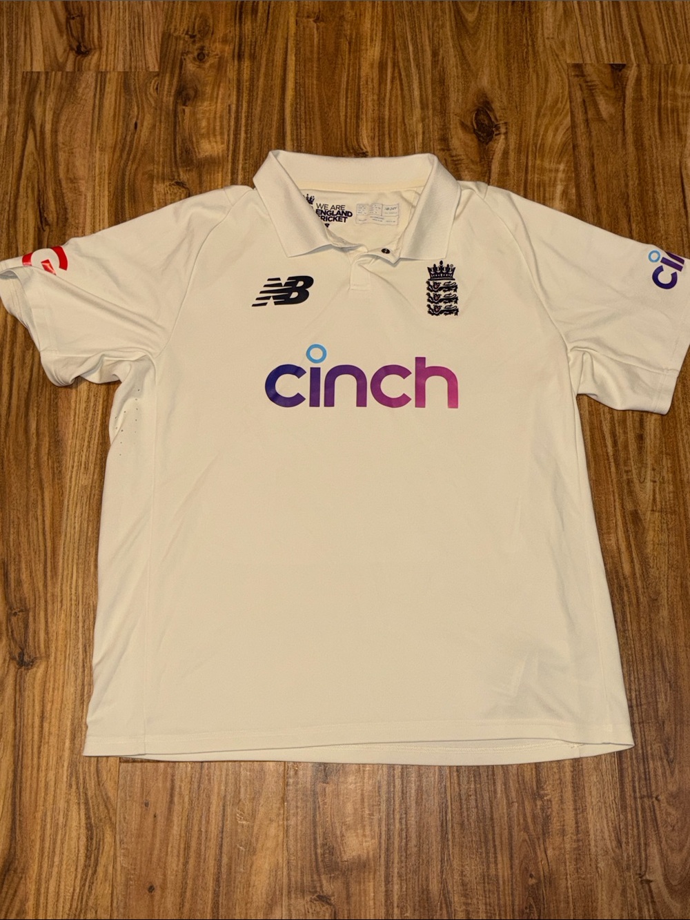 New Balance men 2XL XXL Polo shirt England Cricket 2021 beige cream preowned
